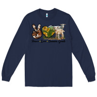 Navy Peace Love Saanen Goats Long Sleeve Tee - LillyAllenDesigns