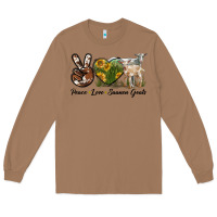Toasted Coconut Peace Love Saanen Goats Long Sleeve Tee - LillyAllenDesigns