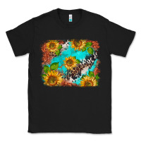 Black western sunflowers turquoise cowhide  tooled leather Classic Tee - BarkalooDesign