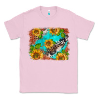 Bubblegum Pink western sunflowers turquoise cowhide  tooled leather Classic Tee - BarkalooDesign