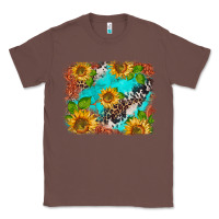 Chestnut western sunflowers turquoise cowhide  tooled leather Classic Tee - BarkalooDesign