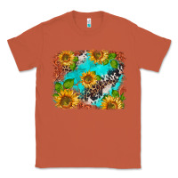 Copper western sunflowers turquoise cowhide  tooled leather Classic Tee - BarkalooDesign