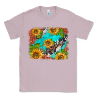 Lilac western sunflowers turquoise cowhide  tooled leather Classic Tee - BarkalooDesign