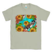 Matcha western sunflowers turquoise cowhide  tooled leather Classic Tee - BarkalooDesign