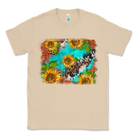 Mushroom western sunflowers turquoise cowhide  tooled leather Classic Tee - BarkalooDesign