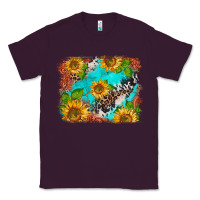 Plum western sunflowers turquoise cowhide  tooled leather Classic Tee - BarkalooDesign