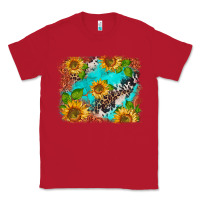 Red western sunflowers turquoise cowhide  tooled leather Classic Tee - BarkalooDesign