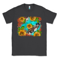 Smoke western sunflowers turquoise cowhide  tooled leather Classic Tee - BarkalooDesign