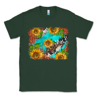 Sports Green western sunflowers turquoise cowhide  tooled leather Classic Tee - BarkalooDesign