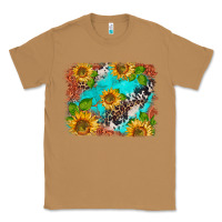 Toasted Coconut western sunflowers turquoise cowhide  tooled leather Classic Tee - BarkalooDesign