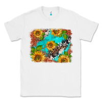 White western sunflowers turquoise cowhide  tooled leather Classic Tee - BarkalooDesign