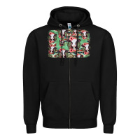 Black baby cow floral aztec background Zipper Hoodie - Jasminsmagicworld