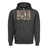 Charcoal Heather baby cow floral aztec background Zipper Hoodie - Jasminsmagicworld