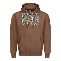 Chestnut baby cow floral aztec background Zipper Hoodie - Jasminsmagicworld