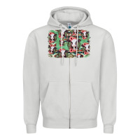 Dove Grey baby cow floral aztec background Zipper Hoodie - Jasminsmagicworld