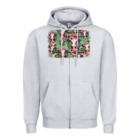 Heather Grey baby cow floral aztec background Zipper Hoodie - Jasminsmagicworld