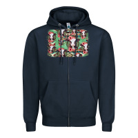 Navy baby cow floral aztec background Zipper Hoodie - Jasminsmagicworld