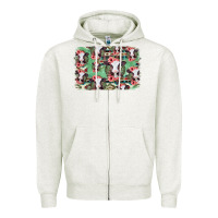 Oatmeal Heather baby cow floral aztec background Zipper Hoodie - Jasminsmagicworld