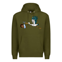 Army Green stork with black baby boy Premium Hoodie - BarkalooDesign