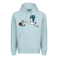 Blue Mist stork with black baby boy Premium Hoodie - BarkalooDesign