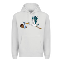 Dove Grey stork with black baby boy Premium Hoodie - BarkalooDesign