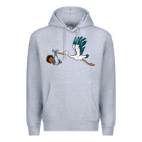Heather Grey stork with black baby boy Premium Hoodie - BarkalooDesign