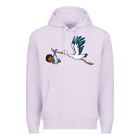 Lilac stork with black baby boy Premium Hoodie - BarkalooDesign