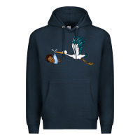 Navy stork with black baby boy Premium Hoodie - BarkalooDesign