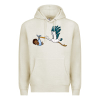 Oatmeal Heather stork with black baby boy Premium Hoodie - BarkalooDesign