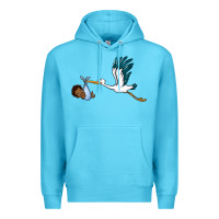 Ocean Blue stork with black baby boy Premium Hoodie - BarkalooDesign