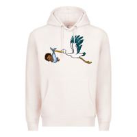 Pale Pink stork with black baby boy Premium Hoodie - BarkalooDesign