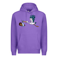 Purple stork with black baby boy Premium Hoodie - BarkalooDesign