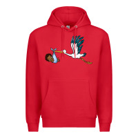 Red stork with black baby boy Premium Hoodie - BarkalooDesign