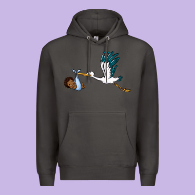 Stork With Black Baby Boy Premium Hoodie Designed By Barkaloodesign