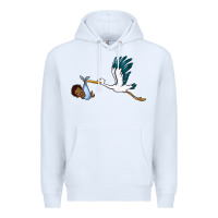 White stork with black baby boy Premium Hoodie - BarkalooDesign