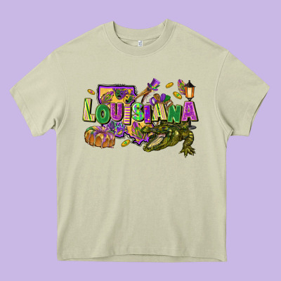 Louisiana Mardi Gras Heavy Core Tee Designed By Fadigitalartstudio