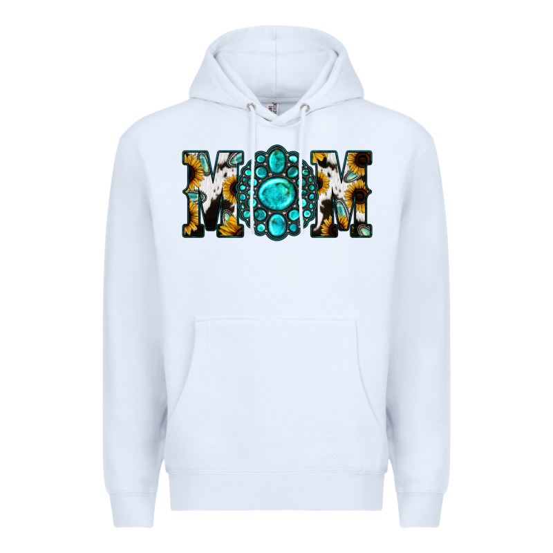 Sunflower Cowhide Turquoise Gemstone Mom Premium Hoodie by Jasminsmagicworld | Teevron