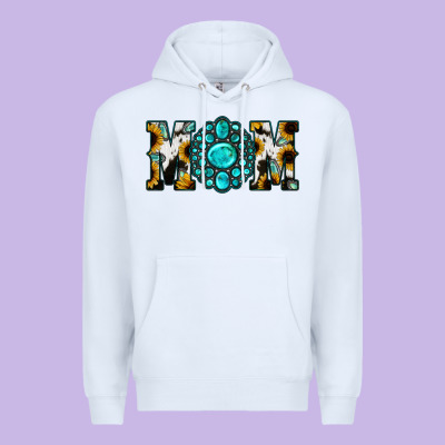Sunflower Cowhide Turquoise Gemstone Mom Premium Hoodie Designed By Jasminsmagicworld