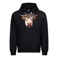 Black hereford cow with floral headband Urban Hoodie - RanaPortraitStore
