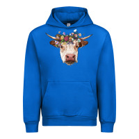 Cobalt hereford cow with floral headband Urban Hoodie - RanaPortraitStore