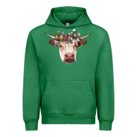 Emerald hereford cow with floral headband Urban Hoodie - RanaPortraitStore