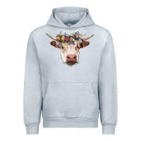 Heather Grey hereford cow with floral headband Urban Hoodie - RanaPortraitStore