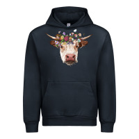 Navy hereford cow with floral headband Urban Hoodie - RanaPortraitStore