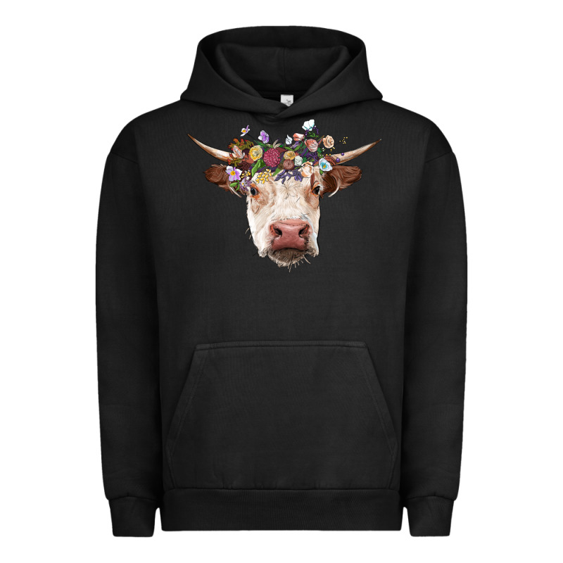 Hereford Cow With Floral Headband Urban Hoodie by RanaPortraitStore | Teevron