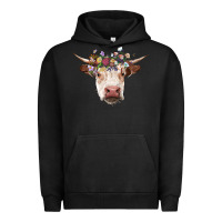 Pigment Black hereford cow with floral headband Urban Hoodie - RanaPortraitStore