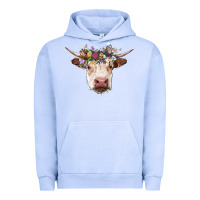 Pigment Grape Ice hereford cow with floral headband Urban Hoodie - RanaPortraitStore