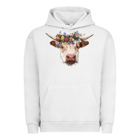 Pigment Lunar Rock hereford cow with floral headband Urban Hoodie - RanaPortraitStore