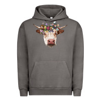 Pigment Tornado hereford cow with floral headband Urban Hoodie - RanaPortraitStore