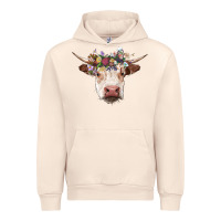 Sandshell hereford cow with floral headband Urban Hoodie - RanaPortraitStore