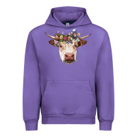 Tulip hereford cow with floral headband Urban Hoodie - RanaPortraitStore